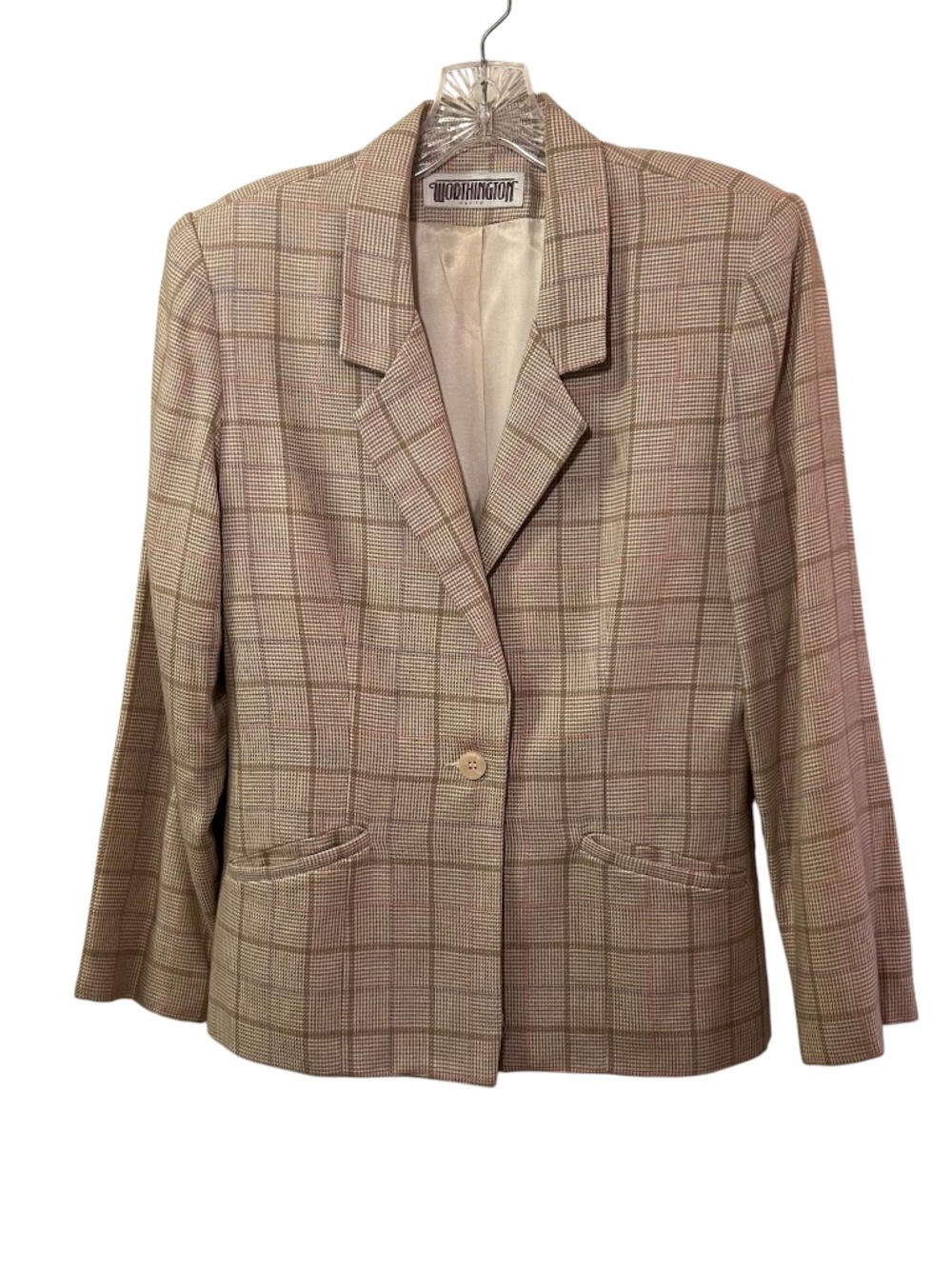 Women's Vintage Worthington Glen Plaid Blazer Size 8 Petite Made in the USA
